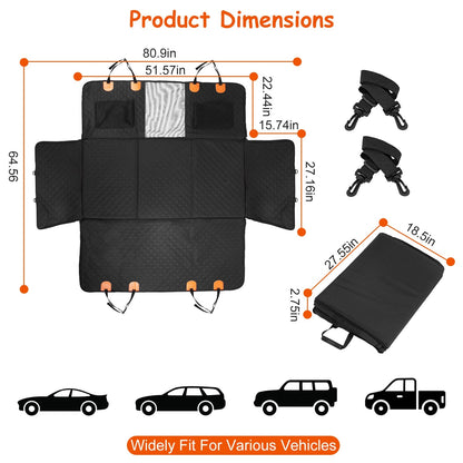 Dog Back Seat Cover with Mesh Window & Storage Bags — Waterproof 600D, 440lb Capacity - PawJoyful