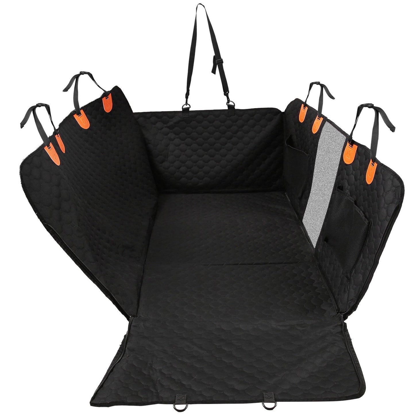 Dog Back Seat Cover with Mesh Window & Storage Bags — Waterproof 600D, 440lb Capacity - PawJoyful