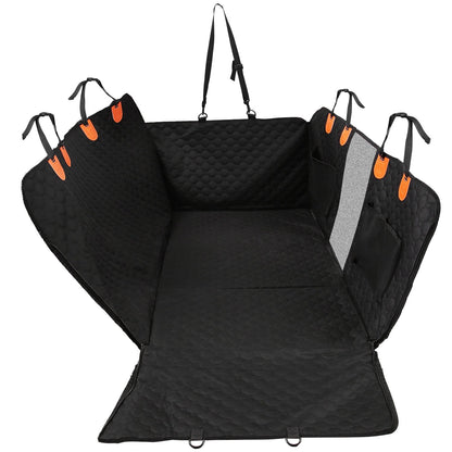 Dog Back Seat Cover with Mesh Window & Storage Bags — Waterproof 600D, 440lb Capacity - PawJoyful