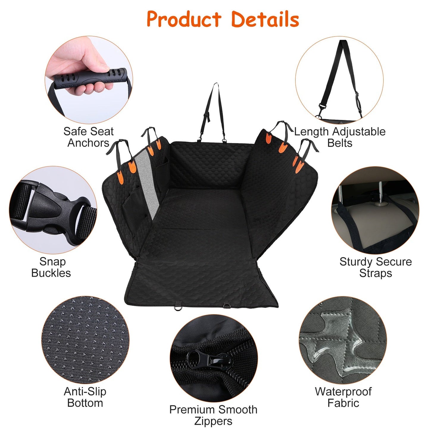 Dog Back Seat Cover with Mesh Window & Storage Bags — Waterproof 600D, 440lb Capacity - PawJoyful