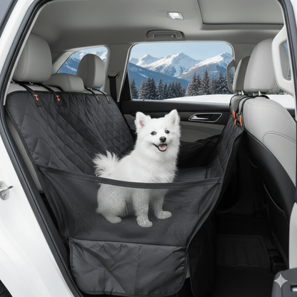 Dog Back Seat Cover with Mesh Window & Storage Bags — Waterproof 600D, 440lb Capacity - PawJoyful