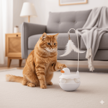 Interactive Duck Cat Toy Stick — Lightweight, Washable & Fun Indoor/Outdoor - PawJoyful