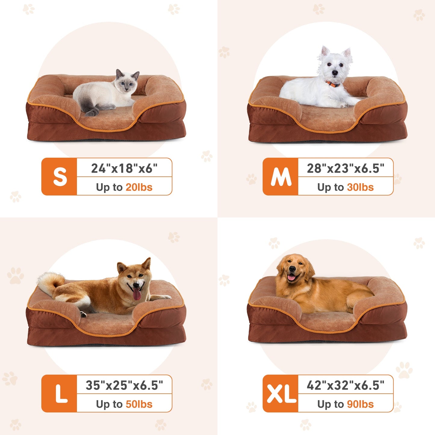 Orthopedic Memory Foam Pet Bed — Washable Cover, Waterproof Liner, Non - Slip Base - PawJoyful