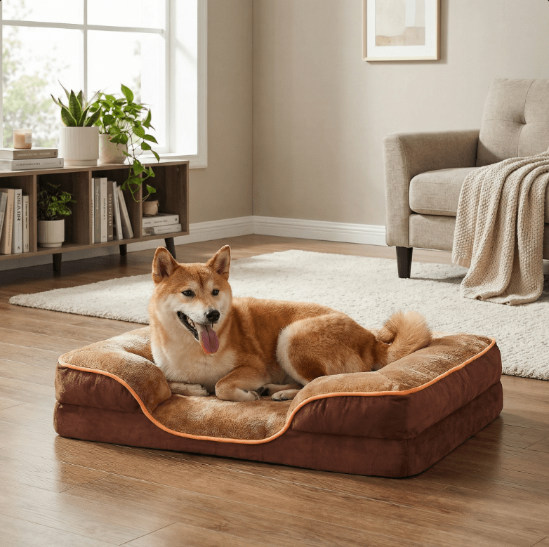 Orthopedic Memory Foam Pet Bed — Washable Cover, Waterproof Liner, Non - Slip Base - PawJoyful