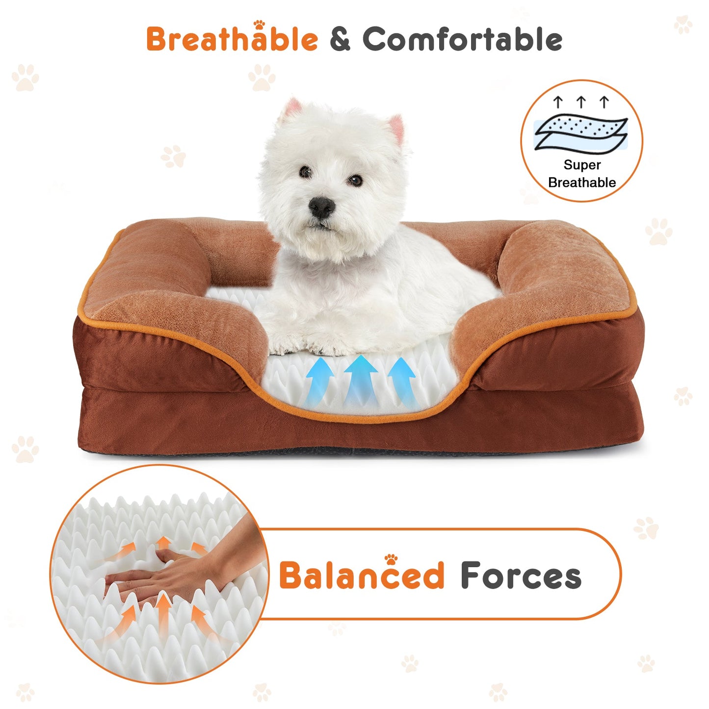 Orthopedic Memory Foam Pet Bed — Washable Cover, Waterproof Liner, Non - Slip Base - PawJoyful