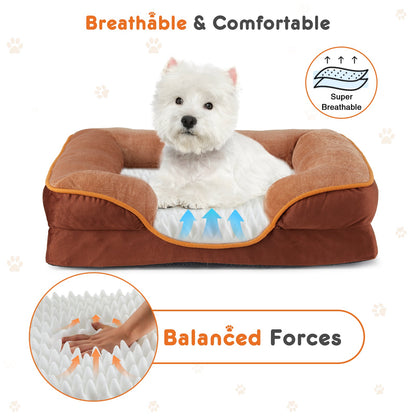 Orthopedic Memory Foam Pet Bed — Washable Cover, Waterproof Liner, Non - Slip Base - PawJoyful
