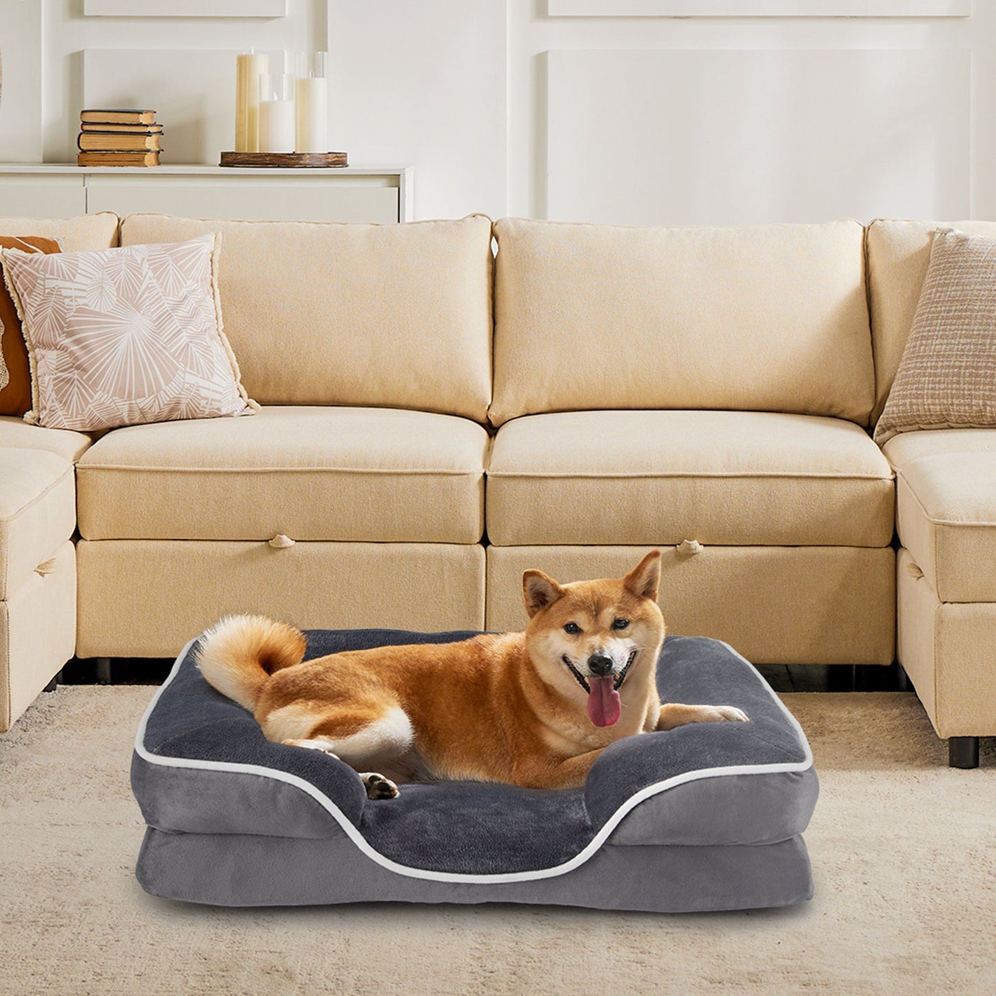 Orthopedic Memory Foam Pet Bed — Washable Cover, Waterproof Liner, Non - Slip Base - PawJoyful