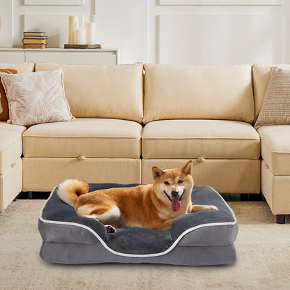 Orthopedic Memory Foam Pet Bed — Washable Cover, Waterproof Liner, Non - Slip Base - PawJoyful