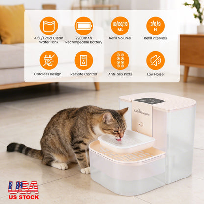 Smart Pet Water Fountain 4.5L — Cordless, Self - Refilling, Remote Control & Ceramic Bowl - PawJoyful
