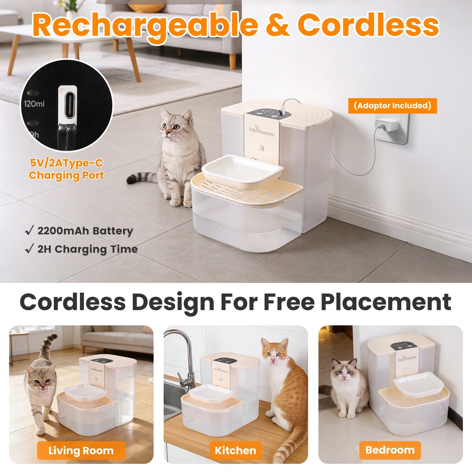 Smart Pet Water Fountain 4.5L — Cordless, Self - Refilling, Remote Control & Ceramic Bowl - PawJoyful