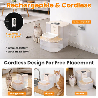 Smart Pet Water Fountain 4.5L — Cordless, Self - Refilling, Remote Control & Ceramic Bowl - PawJoyful