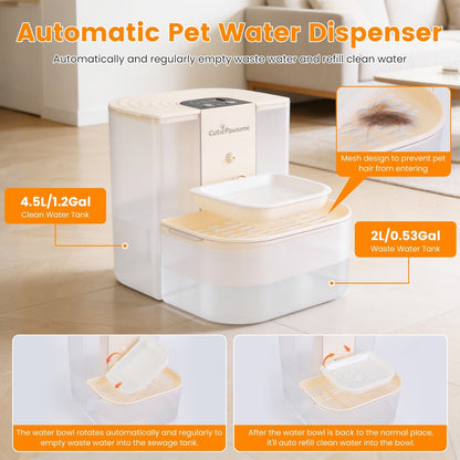Smart Pet Water Fountain 4.5L — Cordless, Self - Refilling, Remote Control & Ceramic Bowl - PawJoyful